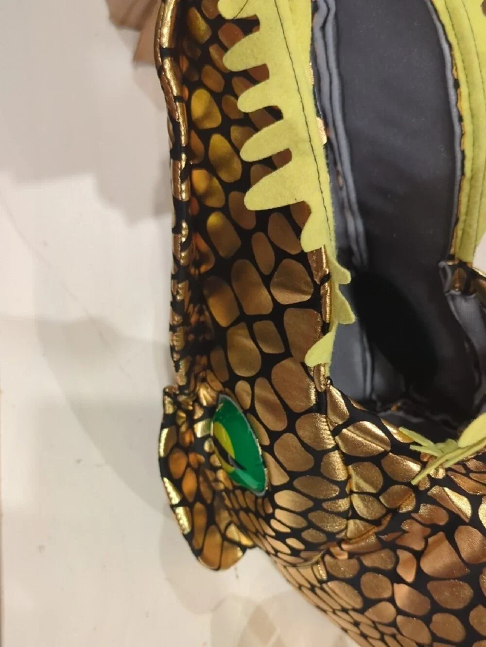 Gold Dino Kids Costume Hood Head Piece Only with Tail 2t/3t